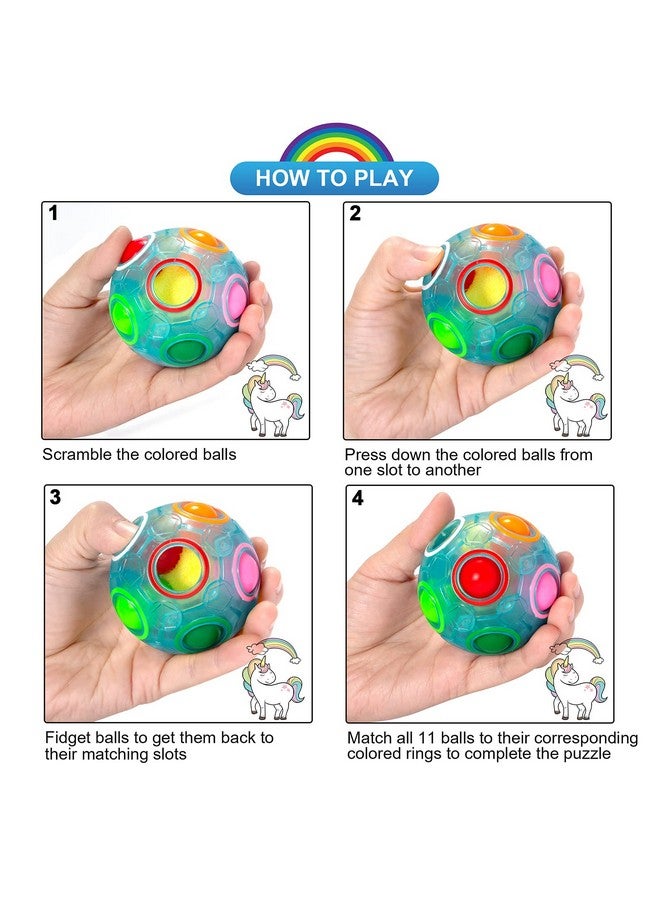 Magic Rainbow Puzzle Ball Fidget Ball Puzzle Brain Teaser Fidget Toy For Boys & Girls Birthday Party Easter Valentines Day Christmas Stocking Stuffers For Kids Teen & Adults(Blue)