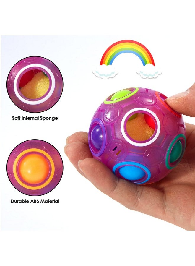 Magic Rainbow Puzzle Ball Fidget Ball Puzzle Brain Teaser Fidget Toy For Boys & Girls Birthday Party Easter Valentines Day Christmas Stocking Stuffers For Kids Teen & Adults(Purple)