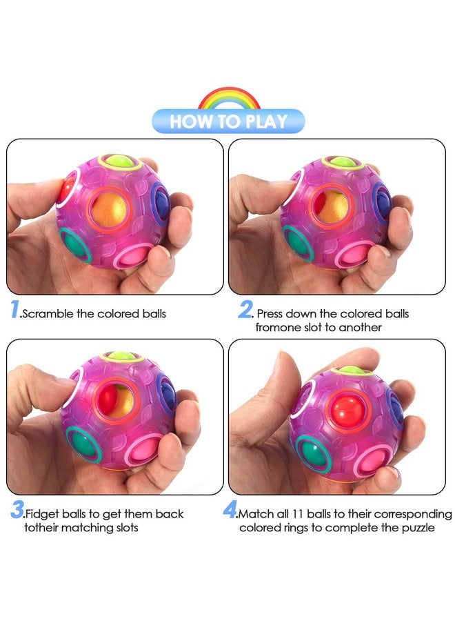 Magic Rainbow Puzzle Ball Fidget Ball Puzzle Brain Teaser Fidget Toy For Boys & Girls Birthday Party Easter Valentines Day Christmas Stocking Stuffers For Kids Teen & Adults(Purple)