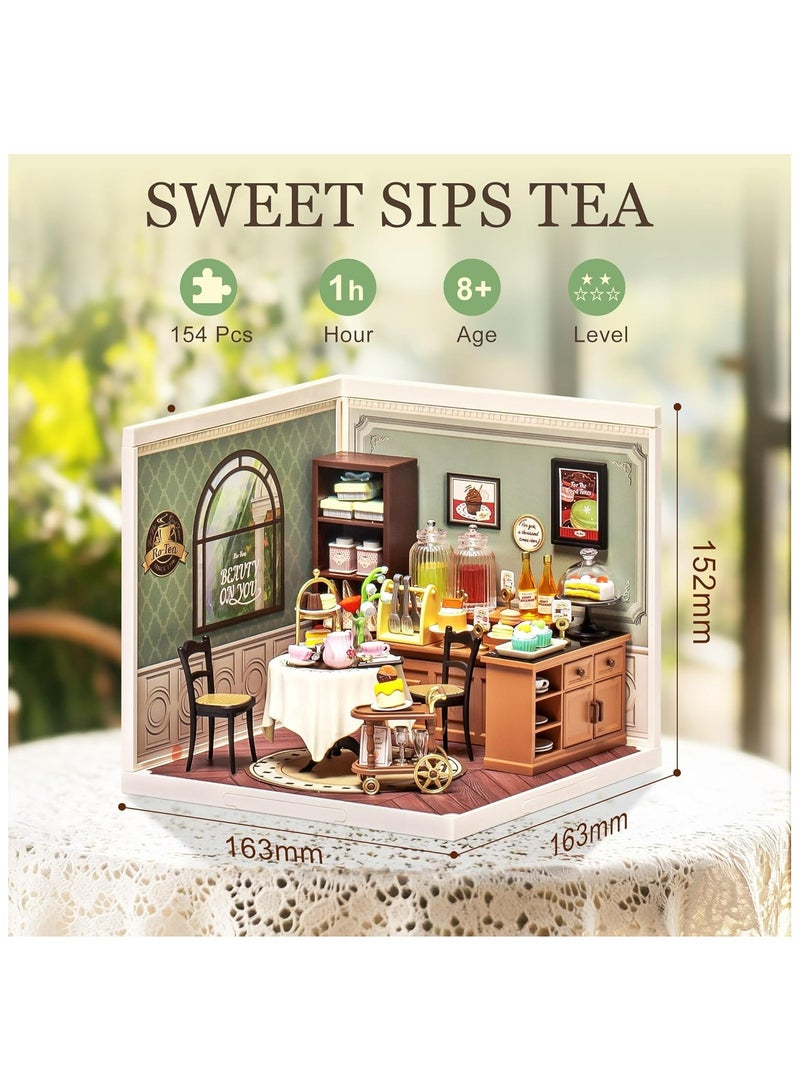 Rolife Sweet Sips Tea DW011 DIY Plastic Miniature Dollhouse with Realistic Design, Decorative DIY Crafts/Birthday Gifts/Home Decor, Ideal Gift for Girls & Boys, Teens & Adults