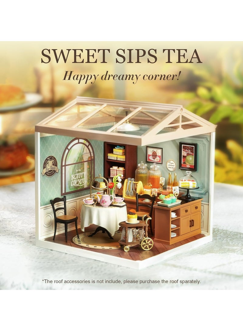 Rolife Sweet Sips Tea DW011 DIY Plastic Miniature Dollhouse with Realistic Design, Decorative DIY Crafts/Birthday Gifts/Home Decor, Ideal Gift for Girls & Boys, Teens & Adults