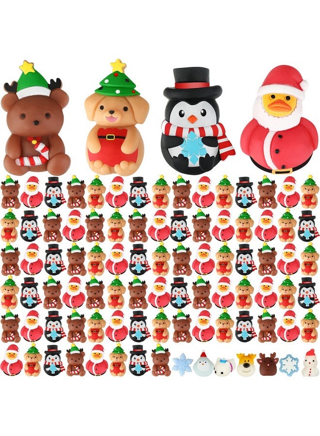 Christmas Animals Toys Christmas Rubber Ducks Bear Penguin Snowflake Elk Fidget Toy Stress Relief Toys Xmas Stockings Decor Christmas Party Favors Goody Bags Filler (48 Pcs)