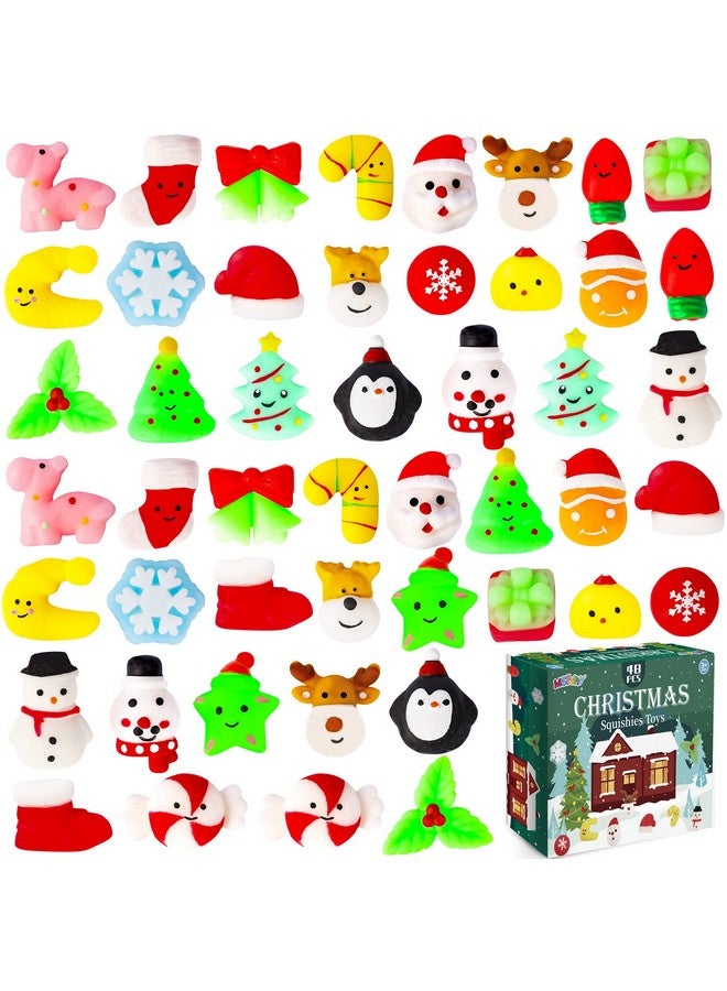 48 Pcs Christmas Squishies Mochi Squishies Toys For Kids Christmas Stocking Stuffers Party Favor Goodie Bag Filler Bulk