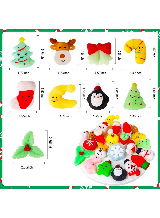 48 Pcs Christmas Squishies Mochi Squishies Toys For Kids Christmas Stocking Stuffers Party Favor Goodie Bag Filler Bulk