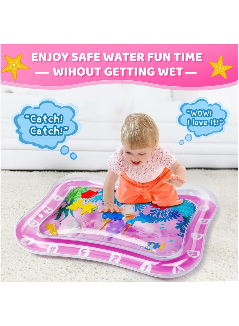 Water Mat for Babies, Baby Stuff Newborn Toys 0-3-6-12 Months Girls Gifts, Infant 0-6 Crawling Inflatable Tummy Time Mat, Great Gift Idea Newborns, Portable