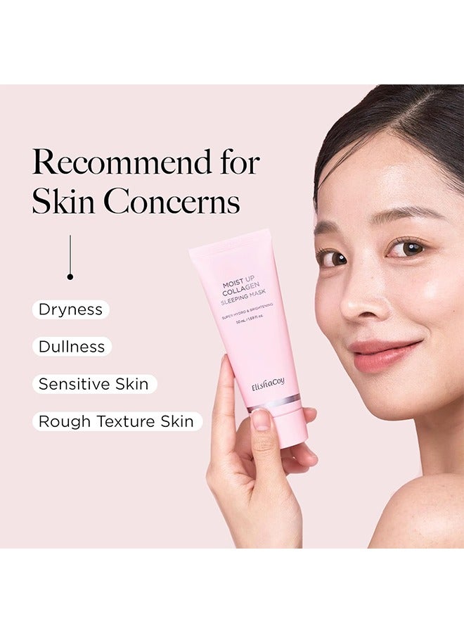 Moist Up Collagen Sleeping Mask, Overnight Sleeping Face Mask, Face Gel Cream Moisturizer with Vitamin E and Niacinamide, Moisturizing, Anti-Aging, Radiance Care, 50ml / 1.69 fl.oz