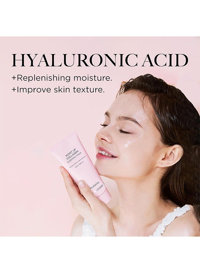 Moist Up Collagen Sleeping Mask, Overnight Sleeping Face Mask, Face Gel Cream Moisturizer with Vitamin E and Niacinamide, Moisturizing, Anti-Aging, Radiance Care, 50ml / 1.69 fl.oz