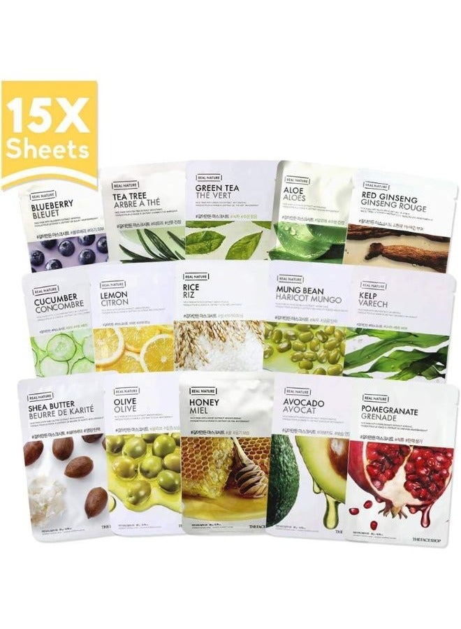 The Face Shop Real Nature Facial Mask Sheets (15 Pack) 300grams