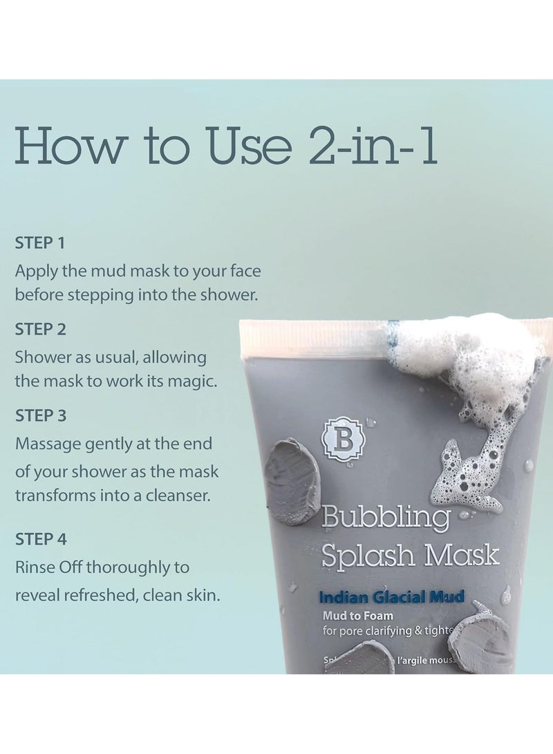 Blithe Bubbling Splash Mask Indian Glacial Mud, 120 ml - Deep Foam Pore Cleansing Mud Bubble Mask, K Beauty Exfoliating, Dead Skin Removal, Korean Skincare Nourishing and Revitalizing Foam Mask