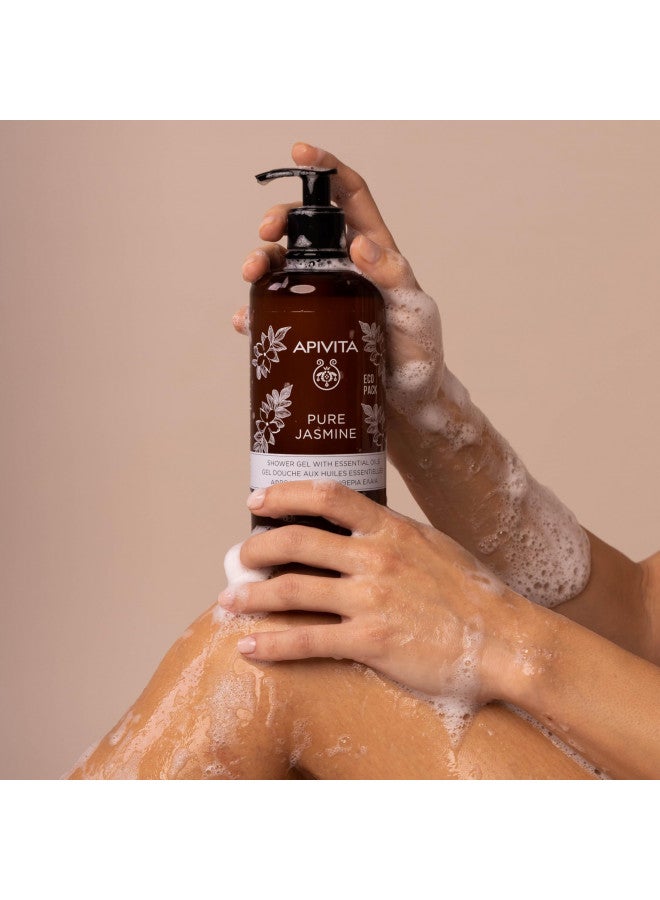 Apivita Pure Jasmine Shower Gel with Jasmine Extracts - Moisturizing and Gentle Body Wash that Prevents Irritation and Soothes the Skin - 16.9 Fl Oz