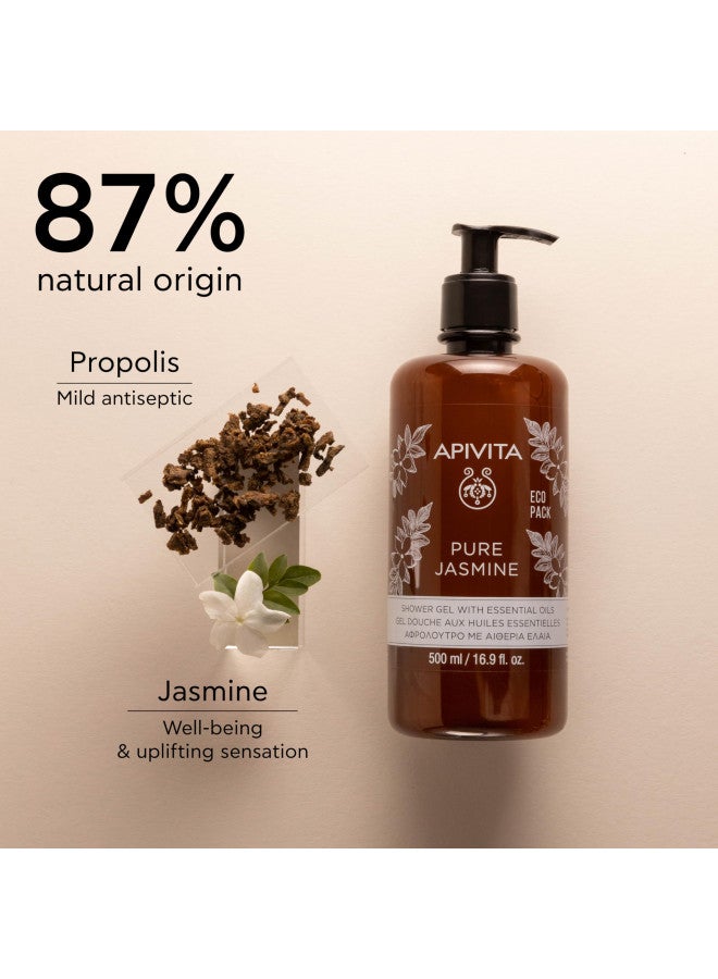 Apivita Pure Jasmine Shower Gel with Jasmine Extracts - Moisturizing and Gentle Body Wash that Prevents Irritation and Soothes the Skin - 16.9 Fl Oz