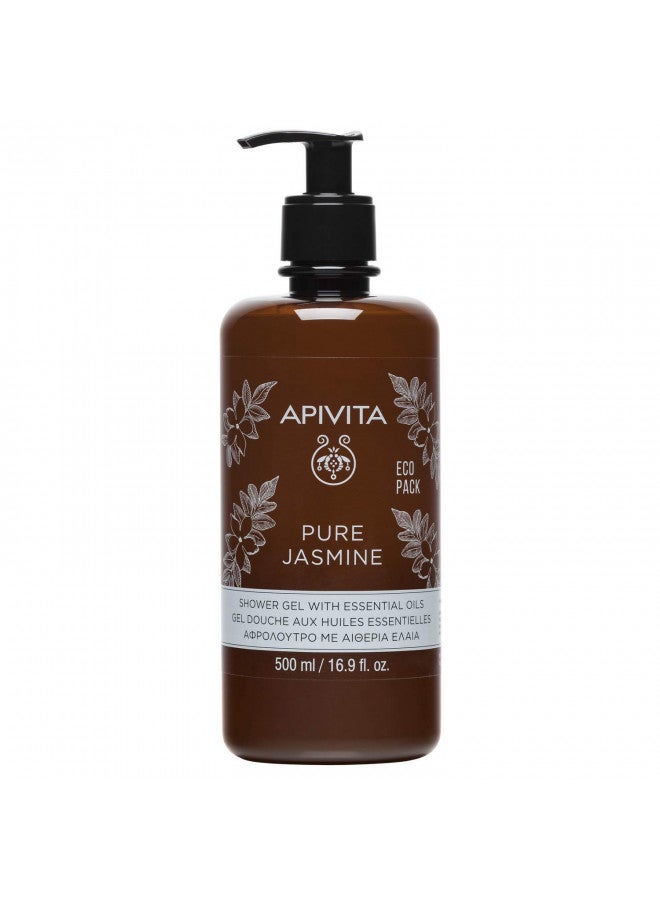 Apivita Pure Jasmine Shower Gel with Jasmine Extracts - Moisturizing and Gentle Body Wash that Prevents Irritation and Soothes the Skin - 16.9 Fl Oz