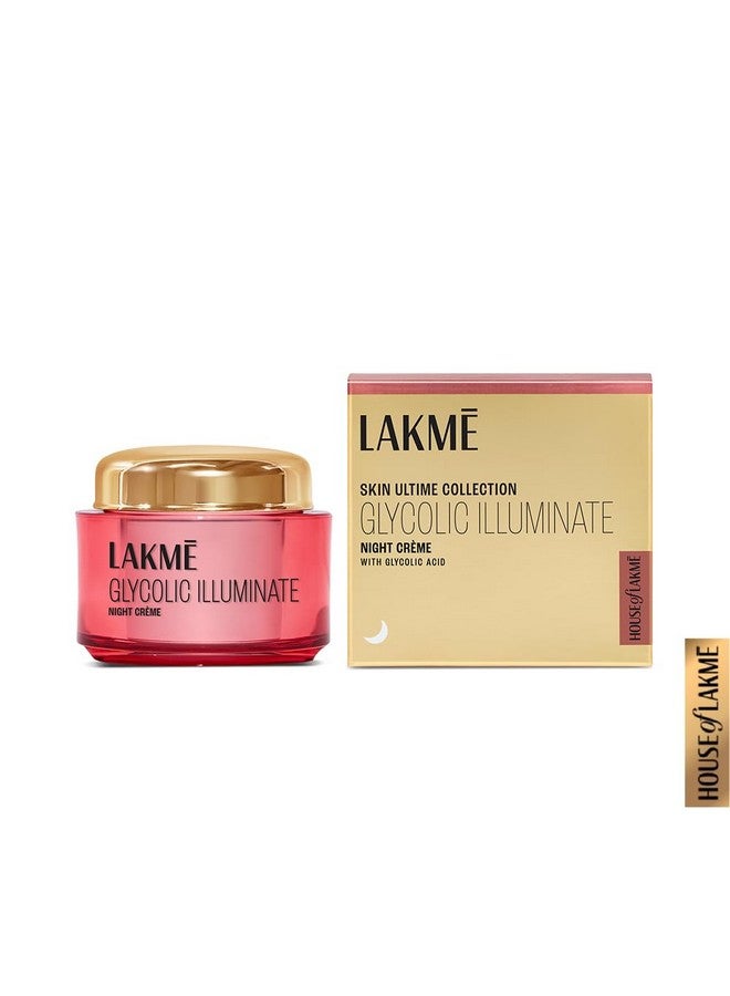 Lakme Glycolic Illuminate Night Cream With Glycolic Acid & 1% Niacinamide For Skin Cell Regeneration, 15G