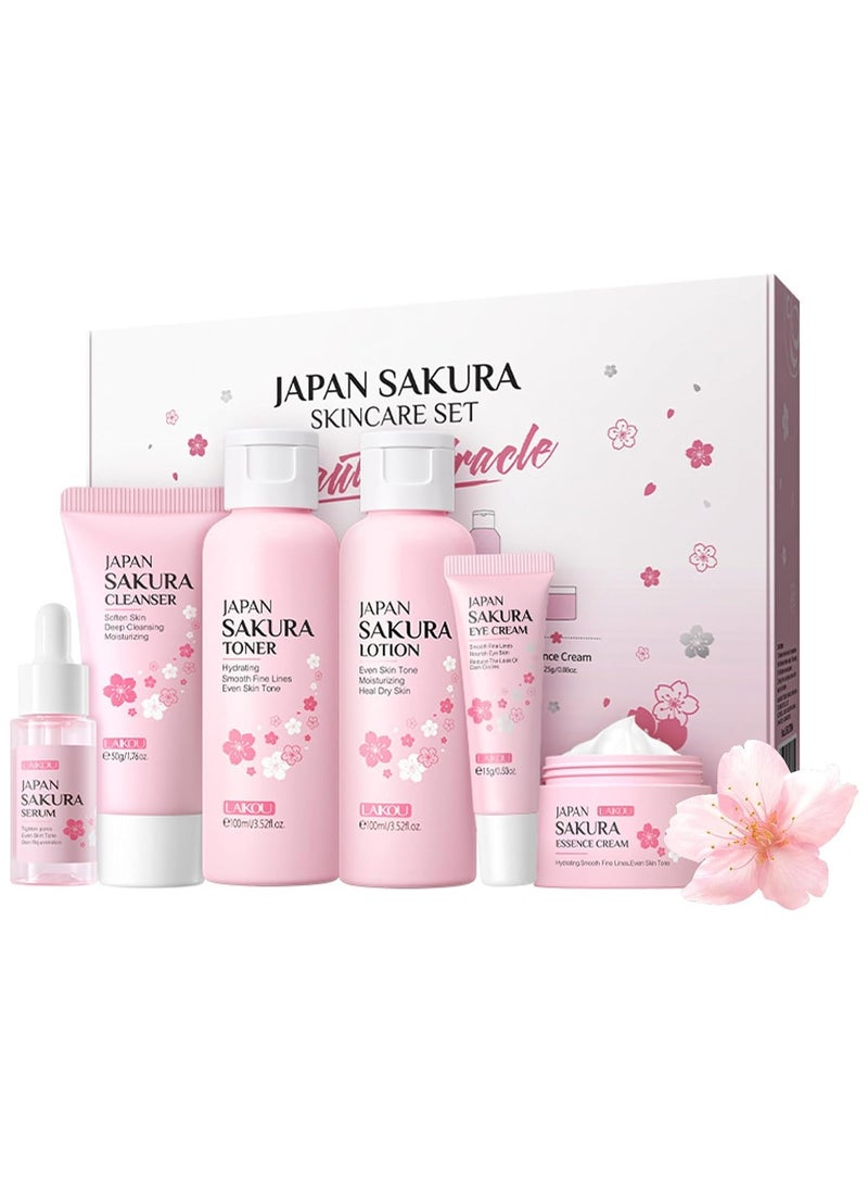 Skin Care Sets for Girls Teenage Gift - Skincare Kits Facial Care Hydrating Moisturizing - with Cleanser Toner Serum Eye Essence Serum Skin Essentials Travel All Skin Types (6PCS)