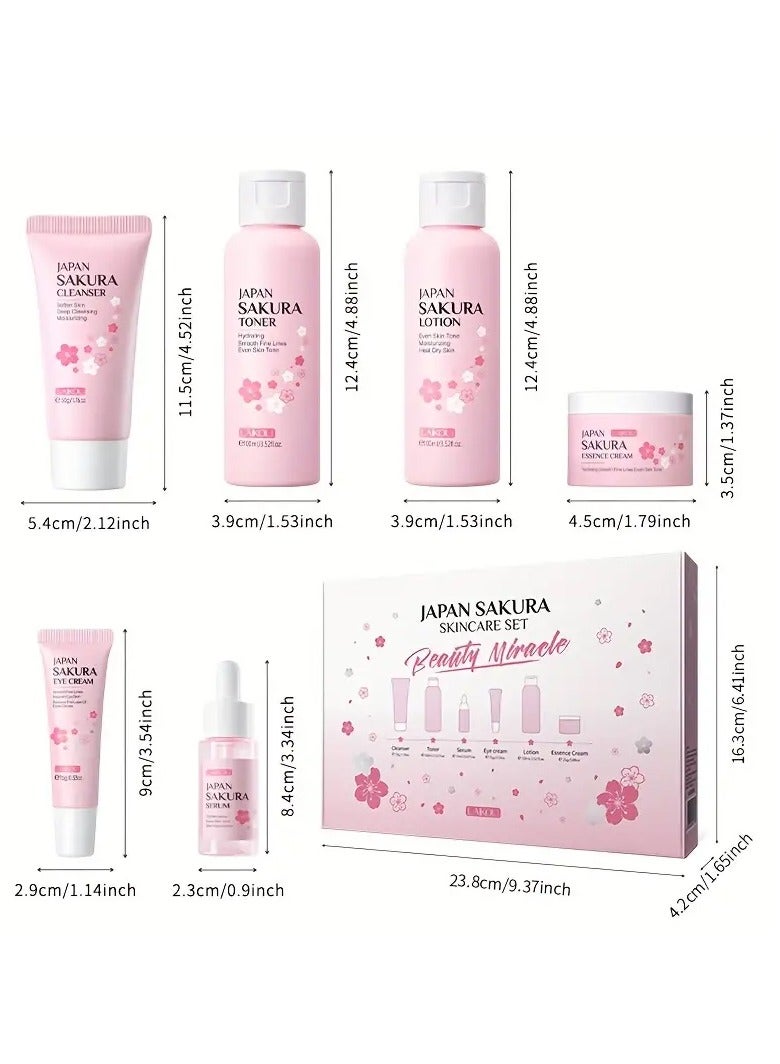 Skin Care Set - Women Gift Sets - Sakura Skin Care Sets & Kits - Gift Set with Cleanser,Toner,Serum,Eye Cream,essence Serum - Beauty Products