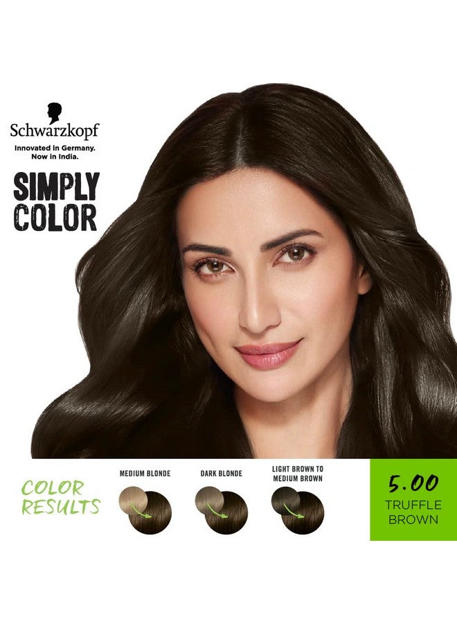 Simply Color Permanent Hair Colour, 0% Ammonia & Silicone For Natural Color Results, Dermatologist Tested Hair Colour With Ppd & Ptd Free Formulation, 5.00 Truffle Brown, 142.5Ml