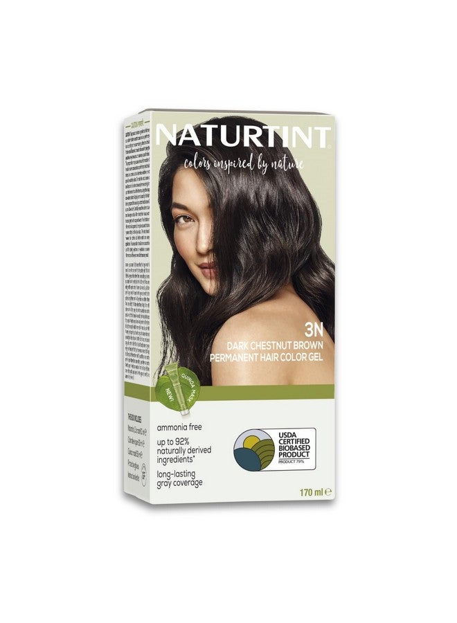 Permanent Hair Colour Dark Brown 3N | Grey Coverage Long Lasting Hair Colour 92% Natural Ingredients | Usda Certified | Ammonia Free Vegan Hair Color Gel - 3N Dark Chestnut Brown 170 Ml