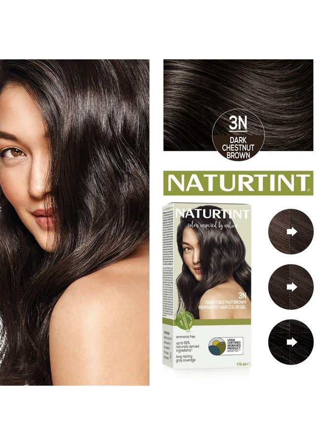 Permanent Hair Colour Dark Brown 3N | Grey Coverage Long Lasting Hair Colour 92% Natural Ingredients | Usda Certified | Ammonia Free Vegan Hair Color Gel - 3N Dark Chestnut Brown 170 Ml