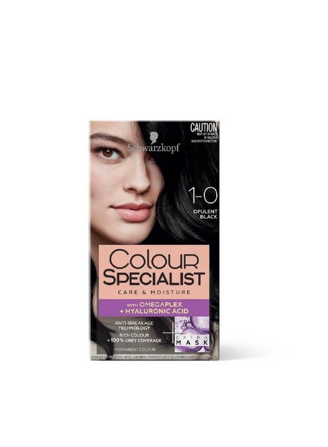 Colour Specialist Permanent Hair Colour, First At-Home Hair Colour With Omegaplex Anti-Breakage Technology, Powered By Hyaluronic Acid For Shinier Hair, 1.0 Opulent Black, 165Ml