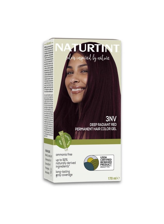 Permanent Hair Colour Burgundy 3Nv | Grey Coverage Long Lasting Hair Colour 92% Natural Ingredients | Usda Certified | Ammonia Free Vegan Hair Color Gel - 3Nv Deep Radiant Red 170 Ml