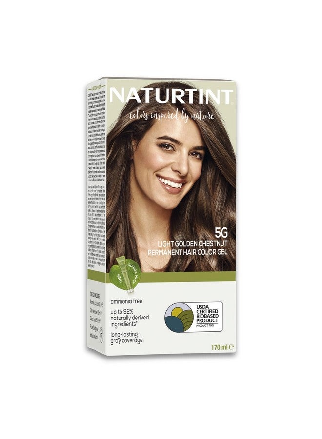 Permanent Hair Colour Light Golden Brown 5G | Grey Coverage Long Lasting Hair Colour 92% Natural Ingredients Usda Certified | Ammonia Free Vegan Hair Color Gel-5G Light Golden Chestnut 170Ml