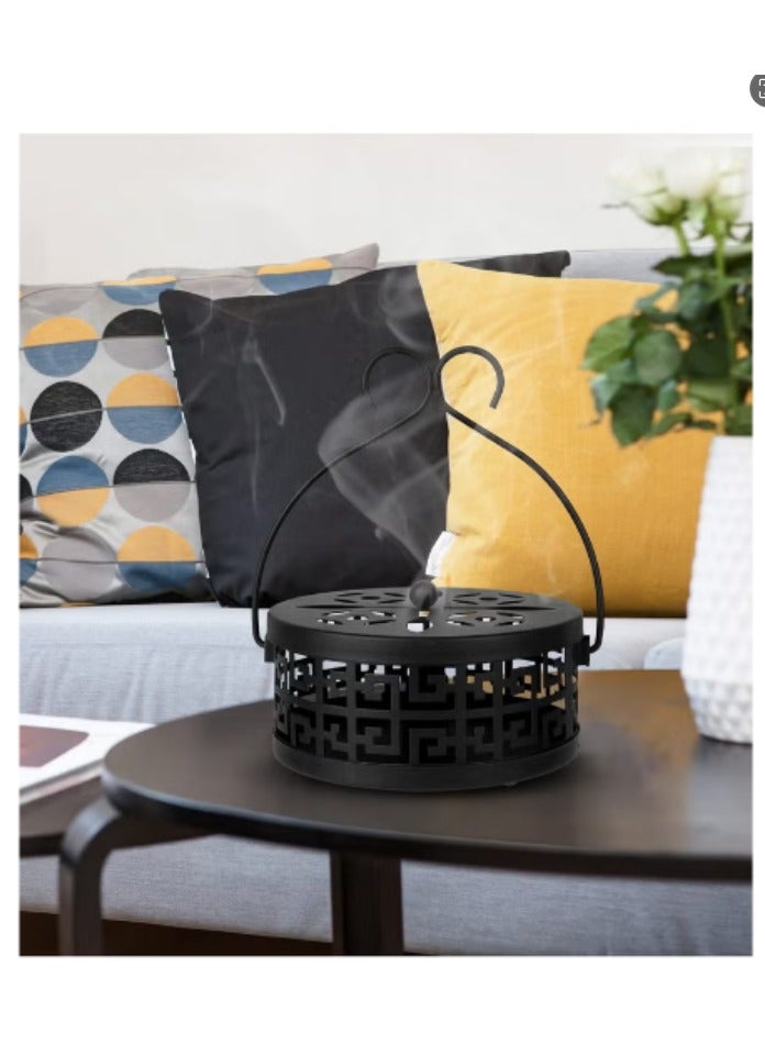 Retro Portable Mosquito Coil Holder with Handle 2 Pcs Fireproof Incense Burner for Indoor and Outdoor Use