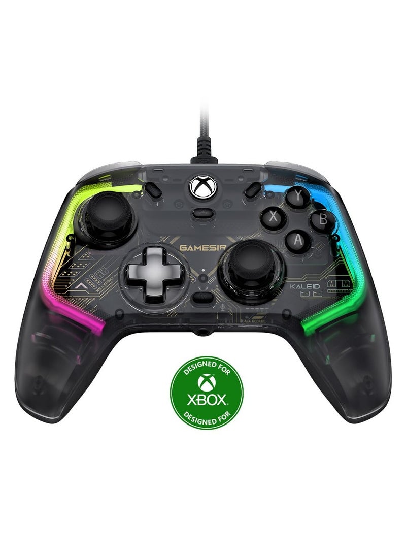 Classic Gamepad GameSir Kaleid Wired Gaming Controller Colorful Light for Xbox Series X/S, Xbox One, Windows 10/11 & Steam, Plug and Play Gaming Gamepad, Transparent Video with Hall Effect Joysticks/Hall Trigger