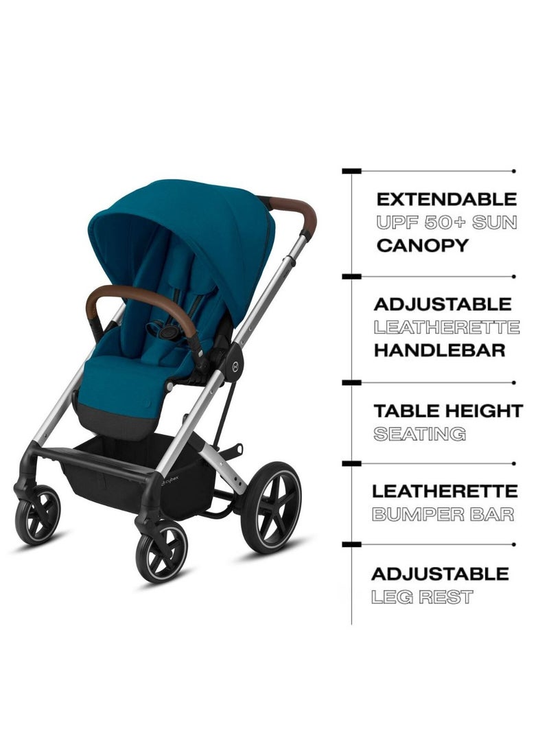 Cybex Balios S Lux Stroller FrontFacing or ParentFacing Seat Positions OneHand Fold Multiposition Recline Adjustable Leatherette Handlebar Infant