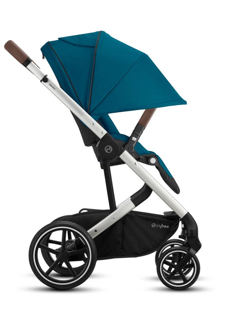 Cybex Balios S Lux Stroller FrontFacing or ParentFacing Seat Positions OneHand Fold Multiposition Recline Adjustable Leatherette Handlebar Infant