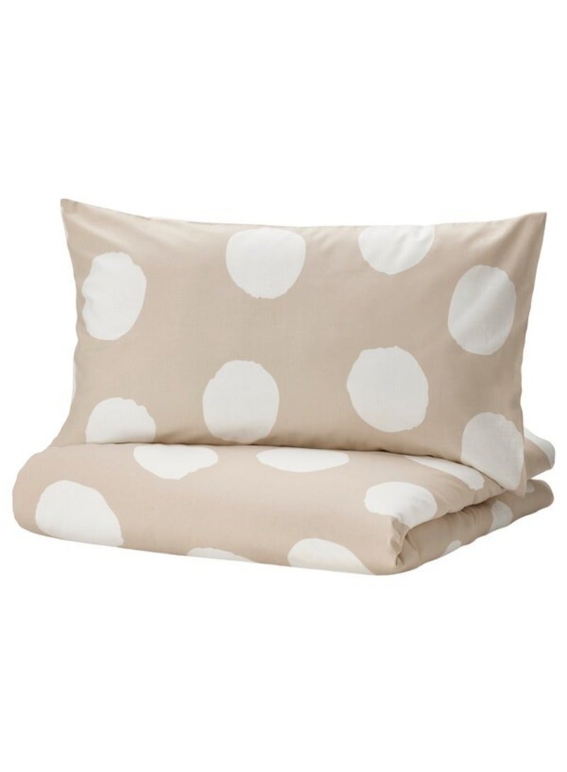 Klynnetag Duvet Cover And 2 Pillowcases Beige White Dotted 240X220/50X80 Cm