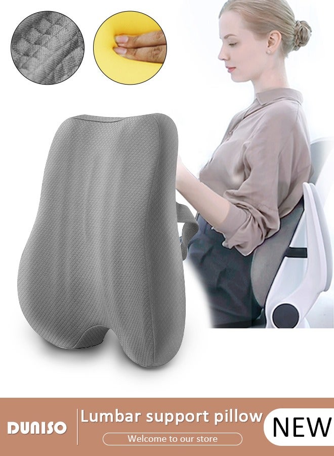 Adjustable Lumbar Support Pillow Improve Lower Back PainRelief and Sitting Posture Adjustable Slider Ergonomic Memory Foam Back Cushion for Long Sitting for Office Chair Car Plane