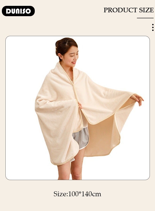 2 in 1 Wearable Blanket Button Shawl, Multifunction Shoulder Warm, Fleece Wearable Blanket, Comfy Poncho Throw, Lap Blanket for Winter, Home, Office, School