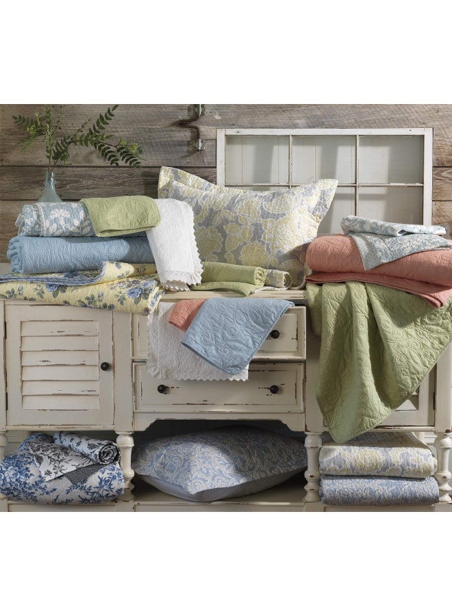 Laura Ashley Home Ruffle Garden Collection Quilt-100% Cotton, Ultra Soft, All Season Bedding, Reversible Stylish Coverlet, Twin, Cream (197783)