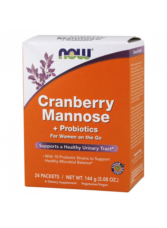 NOW Supplements, Cranberry Mannose + Probiotics with a blend of 10 Probiotic Bacterial Strains, 24/Box