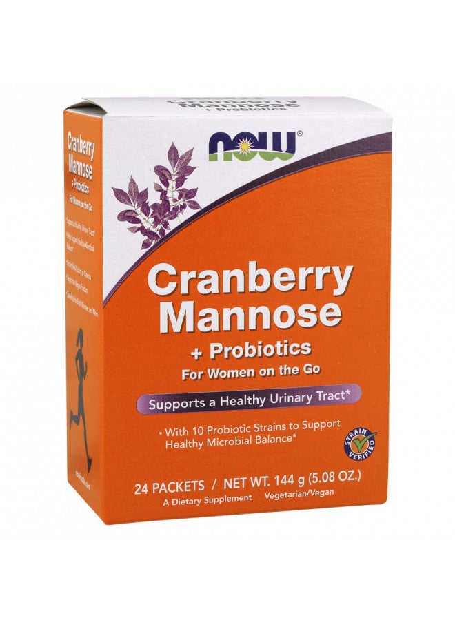 NOW Supplements, Cranberry Mannose + Probiotics with a blend of 10 Probiotic Bacterial Strains, 24/Box