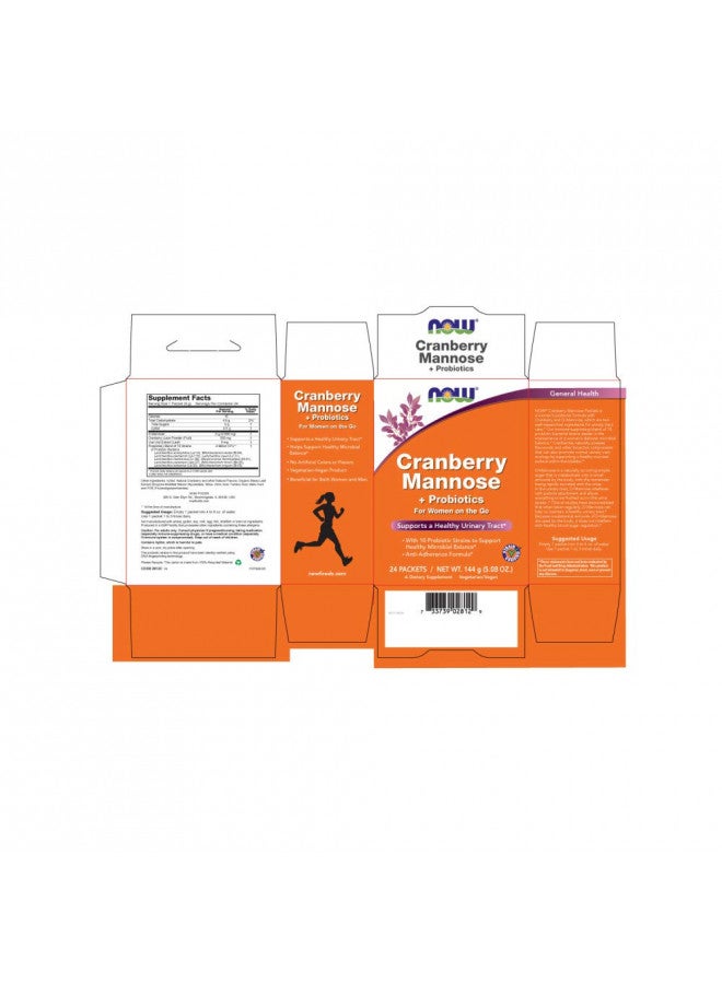 NOW Supplements, Cranberry Mannose + Probiotics with a blend of 10 Probiotic Bacterial Strains, 24/Box