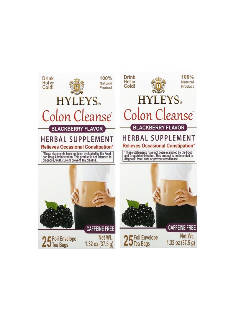 Colon Cleanse Blackberry Caffeine Free 25 Tea Bags 1.32 oz 37.5 g Pack of 2