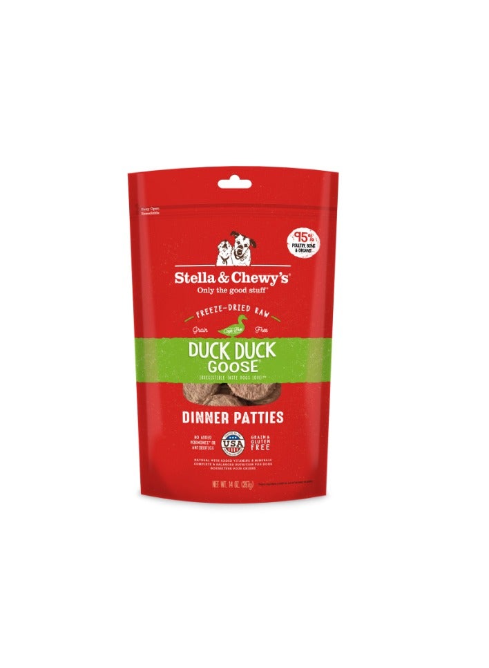 Stella & Chewys Dog FD Duck Duck Goose Patties14oz, Stella patties, Stella & Chewy patties, freeze-dried dog food, best dog food, nutrious dog food, patties for dogs, freeze-dried patties, Stella & Chewy's duck patties