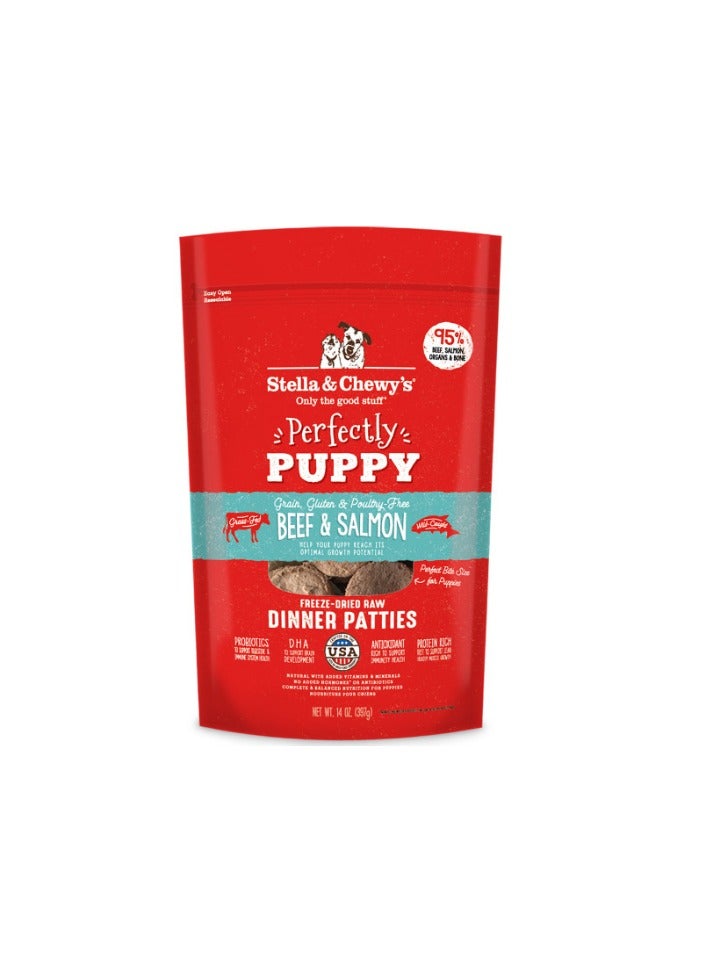 Stella & Chewys Dog FD Perfectly Puppy Beef & Salmon Patties-14oz, Stella patties, Stella & Chewy patties, freeze-dried dog food, best dog food, nutrious dog food, patties for dogs, freeze-dried patties, Stella & Chewy's duck patties