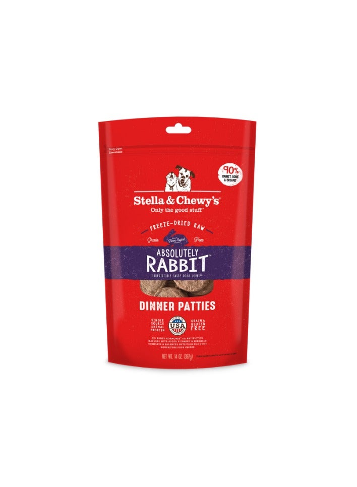 Stella & Chewys Dog FD Absolutely Rabbit Patties – 14 ozStella patties, Stella & Chewy patties, freeze-dried dog food, best dog food, nutrious dog food, patties for dogs, freeze-dried patties, Stella & Chewy's duck patties