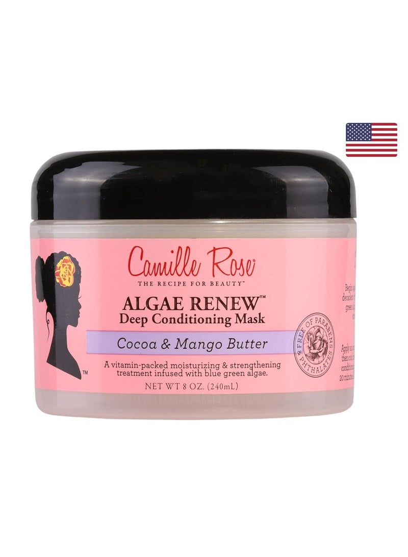 Camille Rose Algae Renew Deep Conditioning Hair Mask with Peppermint, Blue Green Algae & Mango Butter, to Strengthen and Moisturize, for All Hair Types, 8 oz/ 240ml Made in USA.