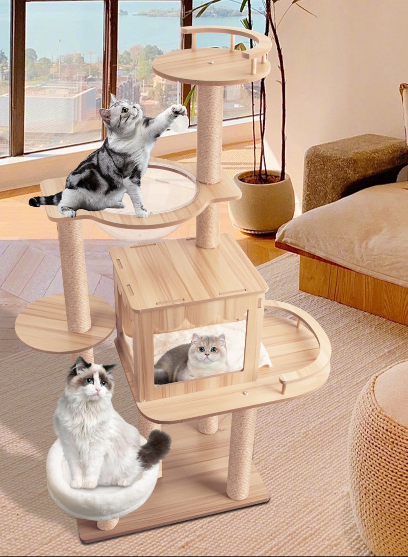 Cat Tree, Cat Tree Tower Indoor Cat, Modern Cat Tree Tower, Multi-Level Cat Furniture Activity Center with Scratching Post, Standing House Cat Condo, Fun Toys for Kittens, Pet Playhouse