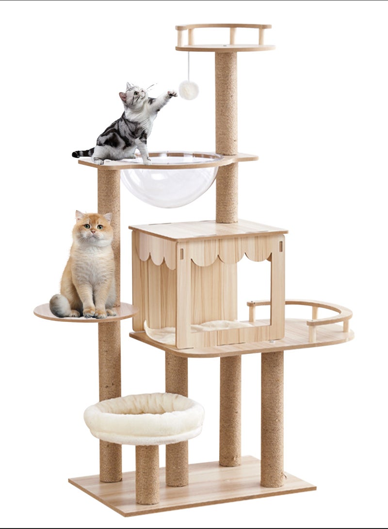 Cat Tree, Cat Tree Tower Indoor Cat, Modern Cat Tree Tower, Multi-Level Cat Furniture Activity Center with Scratching Post, Standing House Cat Condo, Fun Toys for Kittens, Pet Playhouse