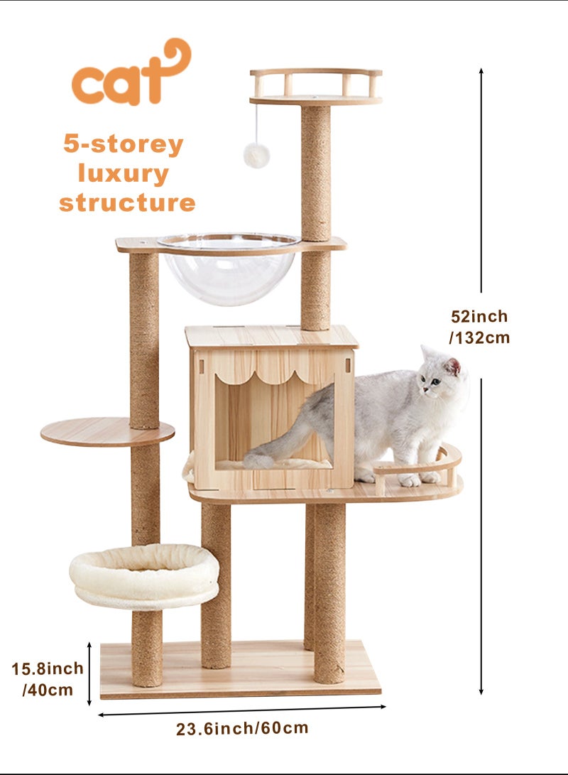 Cat Tree, Cat Tree Tower Indoor Cat, Modern Cat Tree Tower, Multi-Level Cat Furniture Activity Center with Scratching Post, Standing House Cat Condo, Fun Toys for Kittens, Pet Playhouse