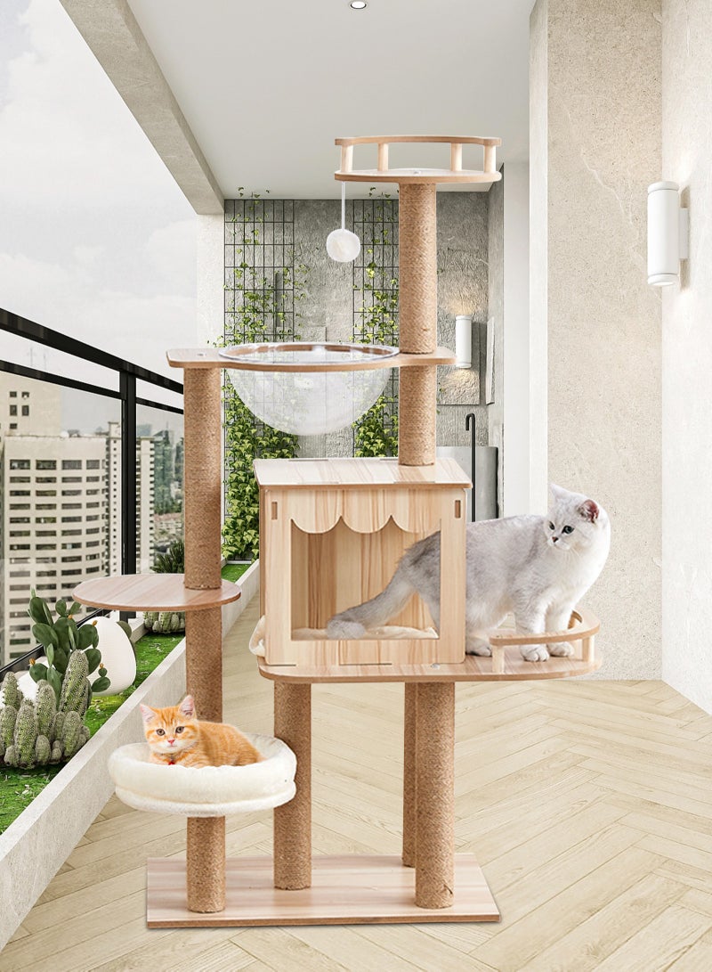 Cat Tree, Cat Tree Tower Indoor Cat, Modern Cat Tree Tower, Multi-Level Cat Furniture Activity Center with Scratching Post, Standing House Cat Condo, Fun Toys for Kittens, Pet Playhouse