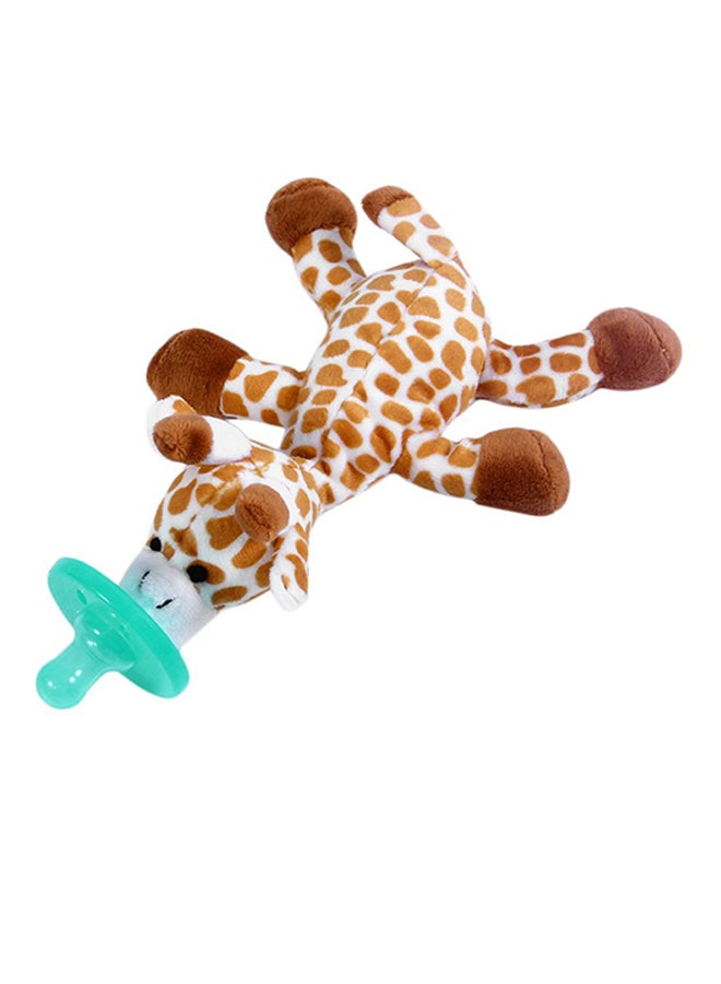 Baby Soothing Silicone Pacifier With Animal Themed Plush Toy For Kids - Brown