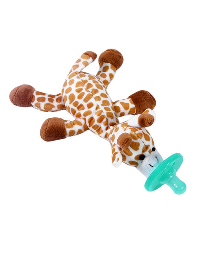 Baby Soothing Silicone Pacifier With Animal Themed Plush Toy For Kids - Brown