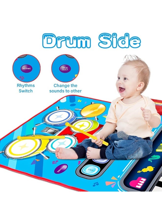 Baby Toys for 1 Year Old Baby Musical Mat Toddler Toys Age 12  2 in 1 Piano Drum Babies Play Mat  Infant Music Toy 1218 Months Babies Birthday Valentines Gifts for 1 2 3 Year Old Boys Girls