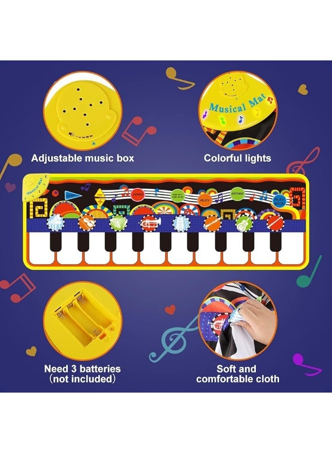 RenFox Baby Piano Mat with 25 Music Sounds, Kids Musical Playmat, Early Education Development Birthday Gift Music Toy for 1 2 3 Year Girls Boys, Piano Keyboard Touch Play Blanket for Child Toddlers