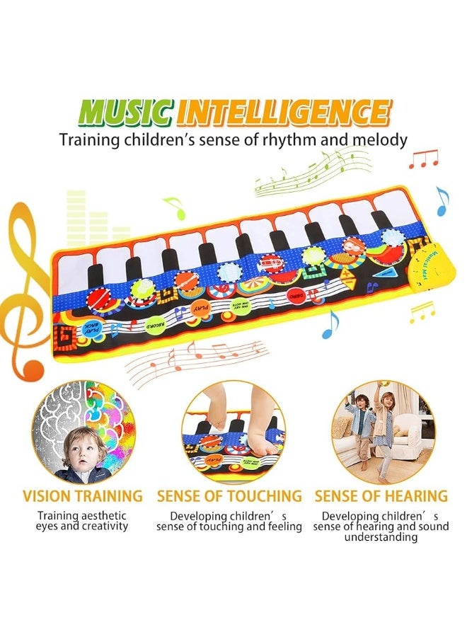 Cyiecw Piano Mat Toddler Toys Musical Mat with 25 Music Sounds Floor Piano Keyboard Mat Carpet Touch Playmat Educational Toys Gifts for Baby Kids Boys Girls 1 2 3 Year Old